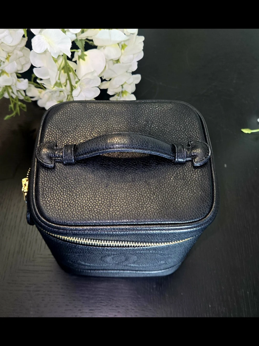 Chanel Vintage Caviar Leather Timeless Tall Vanity Case